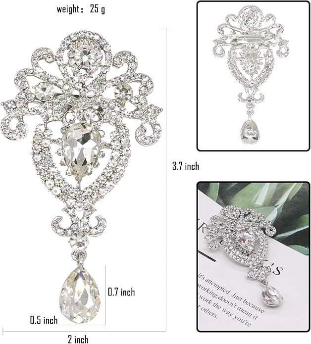 Crystal Pearl Flower Brooches Pins Fashion Beautiful Created Rhinestone Floral Brooch Good Idea for Party Dance Wedding Banquet for Elegant Women Girl