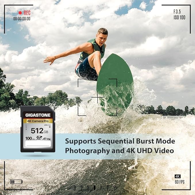 [5-Yrs Free Data Recovery] GIGASTONE 512GB SD Card with USB Type C Card Reader, 4K Camera Pro, A1 V30 U3 SDXC Memory Card Compatible with Canon Digital Camera, with 1 Mini case