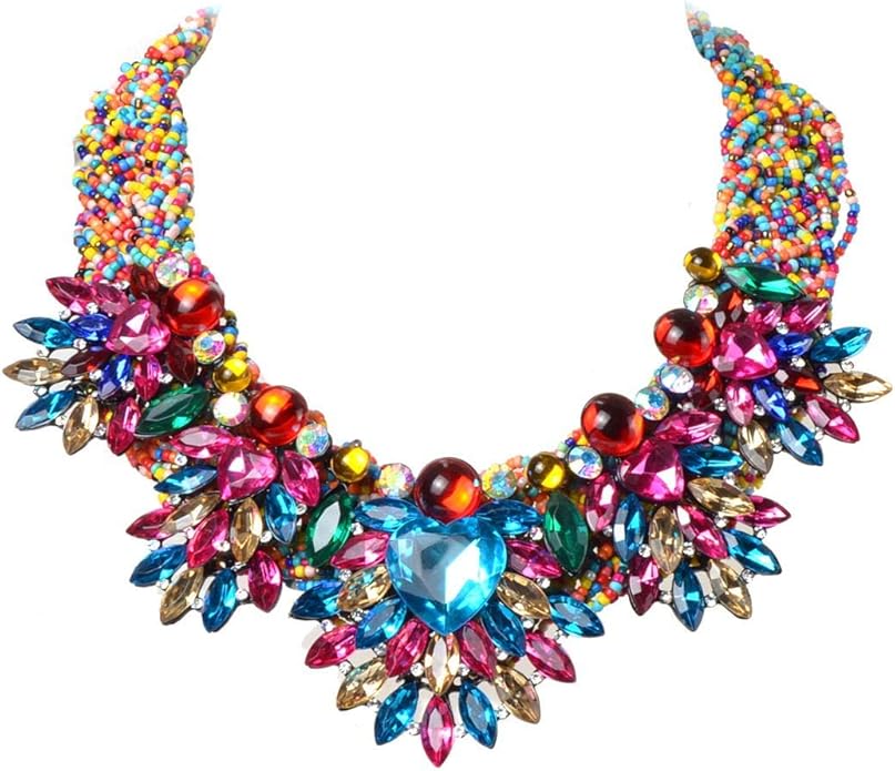 Jerollin Simulated Pearl Body Statement Necklace for Women, Fashion Collar Bib Necklaces Fashion Costume Jewelry Necklace…