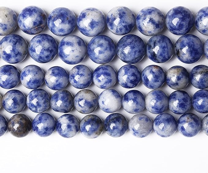 32PCS 12mm Natural Sodalite Beads Round Loose Stone Beads for Jewelry Making DIY Energy Stone Healing Power Bracelet 15"