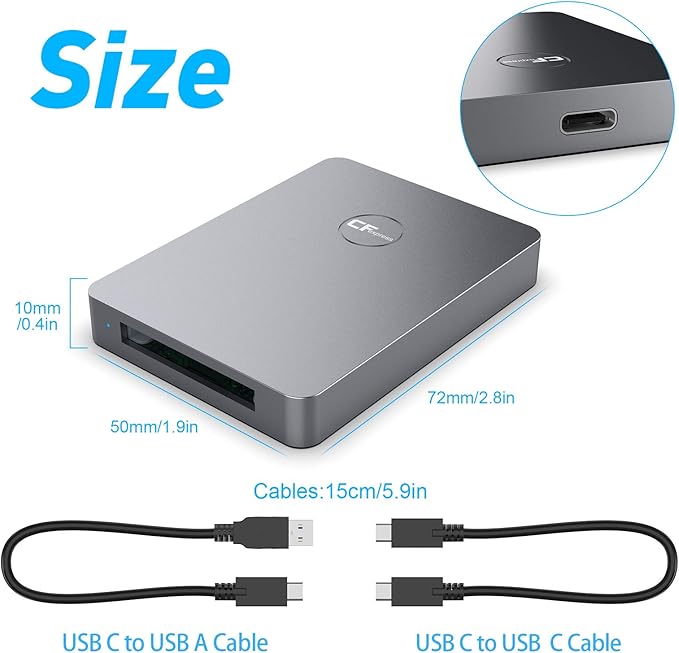 CFexpress Card Reader, USB 3.2 Gen 2 10Gbps CFexpress Tyep B Card Readers, Portable Aluminum Memory Card Adapter, Support for Thunderbolt 3/4 Port, for Professional Filmmakers, Photographers