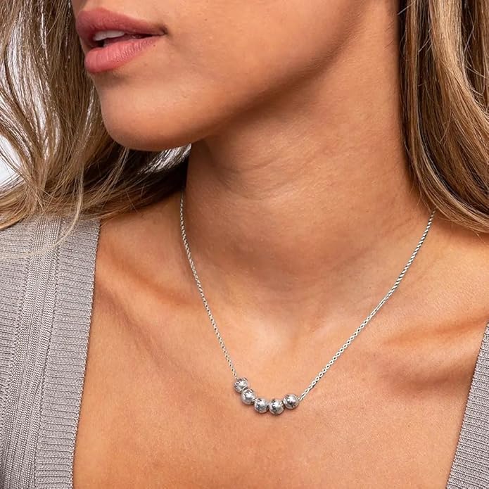 MyNameNecklace Personalized The Balance Charm Necklace with Custom Engraved Beads - Cable/Link Chain - Dainty Gift for Mom, Her - Jewelry for Christmas