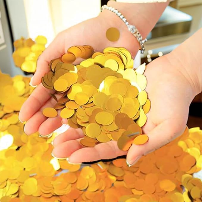 Gold Table Confetti 0.59 inch Metallic Foil Confetti for Wedding Birthday Party Confetti Decoration (2.12 oz /1 pack)