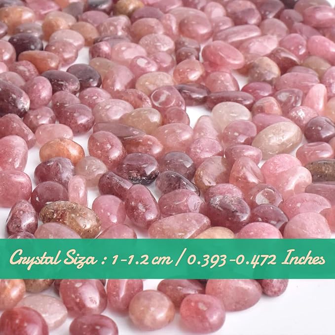 Polished Strawberry Quartz Crystal Chips 200 Pcs - 10 oz Tumbled Stone Chips Crushed Sea Glass Stones Healing Reiki Crystal Jewelry Making Home Decoration