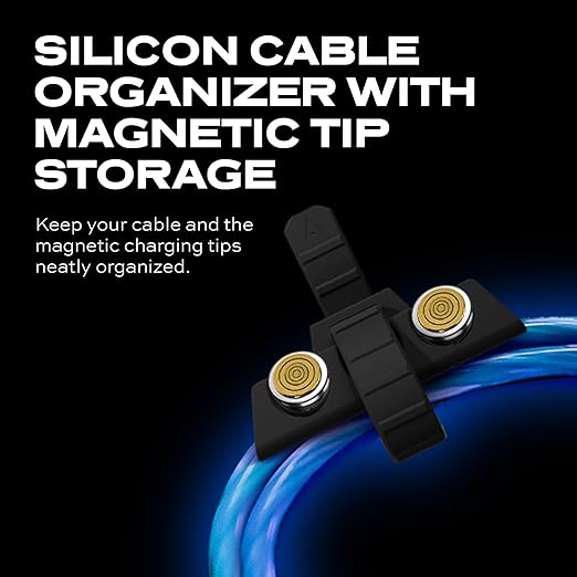 Statik 360 Pro Magnetic Charging Cable - Type C Charger Fast Charging 3 in 1 USB C to USB C Cable, Micro USB & iProduct Tips, USB A Adapter, Fits All Devices - 100W Fast Charger, GloBright 6FT/2M