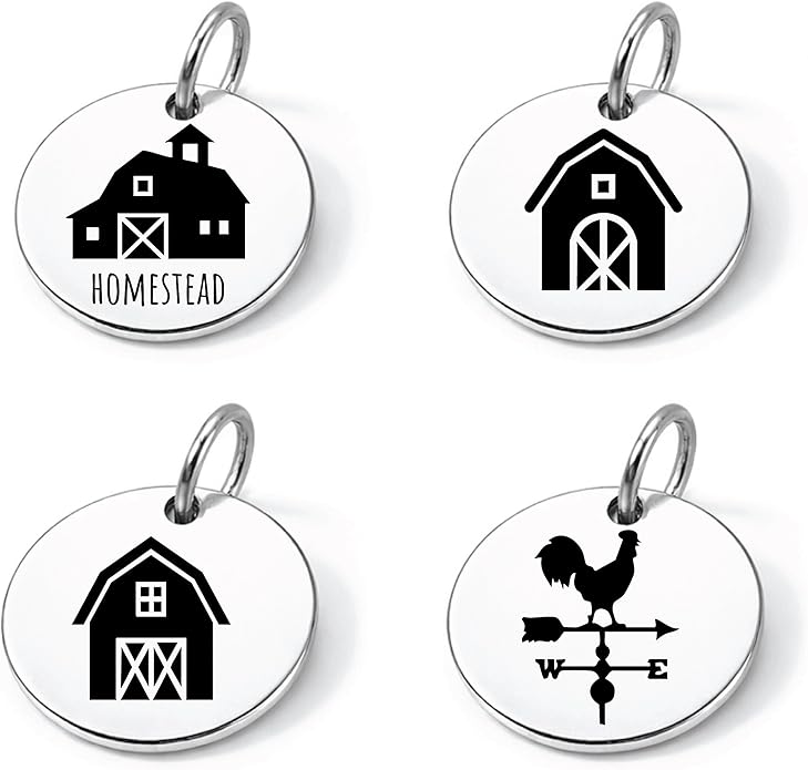 SM Design Western Charm Set of 4 – Stainless Steel Western Charms for Bracelets & Necklaces – Cowgirl, Ranch & Country Style Jewelry Charms – Western Gift for Women & Moms