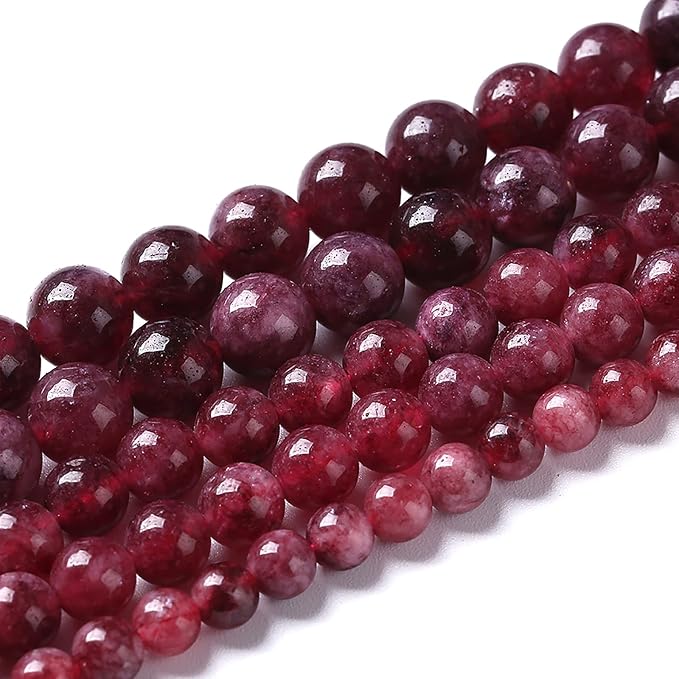 45pcs 8mm Natural Garnet Jade Gemstone Round Loose Spacer Beads for Jewelry Making Healing Energy Stone Beads DIY Bracelets Necklaces 15"(8mm, Garnet Jade)