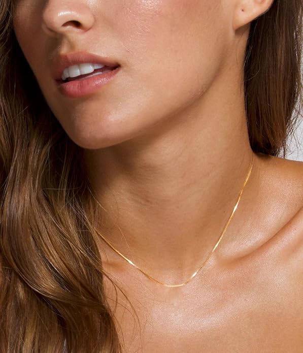 Gold Layered Necklaces for Women, 14K Gold Plated Dainty Gold Chain Choker Necklace Stack, Herringbone Gold Necklaces Set