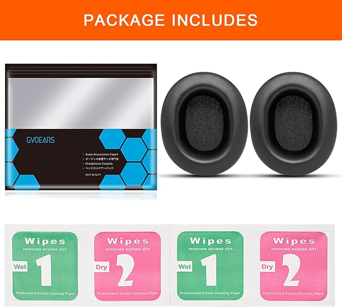 Earpads Replacement for Audio Technica M50X, GVOEARS Ear Cushions for HyperX Cloud/Alpha, for ATH M50X M40X Turtle Beach Stealth & More Headphones with Thick Foam/Soft Leather