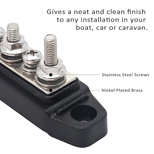 Recoil BBS43-P Bus Bar 4 x M5 Studs 3 Screw Terminals Power Distribution Block Busbar with Ring Terminals