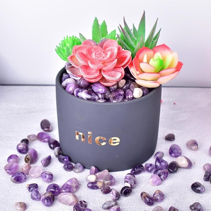 Polished Amethyst Crystal Chips Set, 0.4", 128 Pcs - Handpicked Tumbled Stones and Crystals Bulk for Healing, Reiki, Meditation, Witchcraft and Home Decor