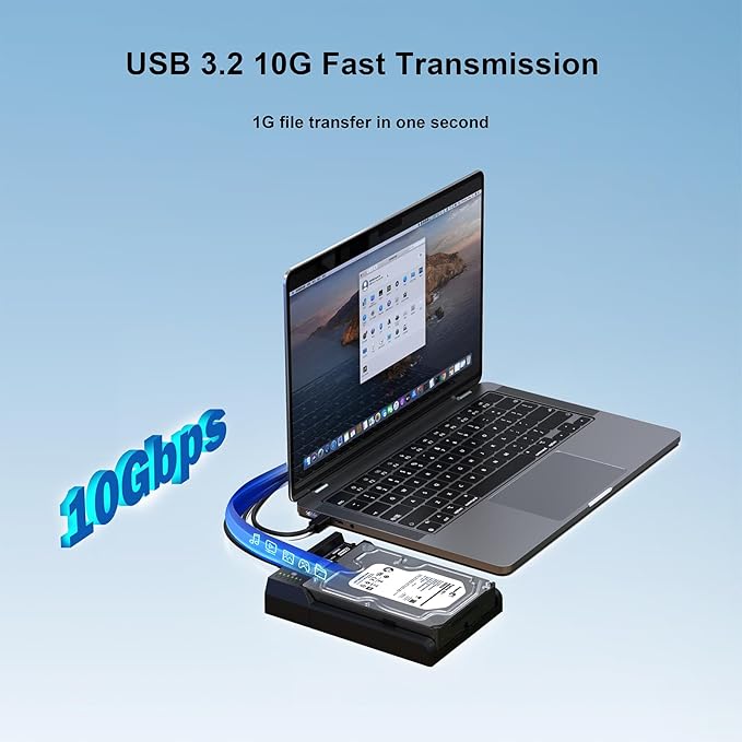 Dual-Bay Docking Station M.2 NVME & SATA SSD Enclosure with Offline Clone, USB-C 10Gbps, Tool-Free Design for Windows/Mac/Linux