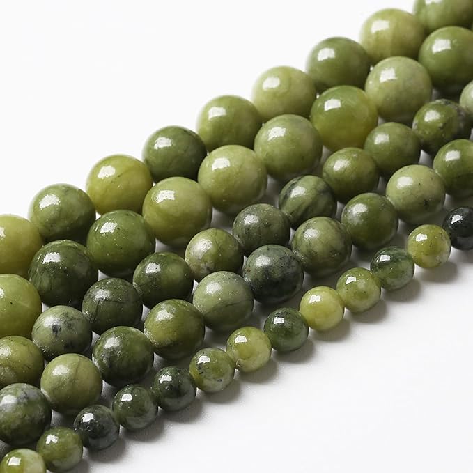 Natural Chinese Green Jade Beads Gemstone Round Loose Beads for Jewelry Making DIY Bracelet Necklace 6mm 60pcs 15" Inch