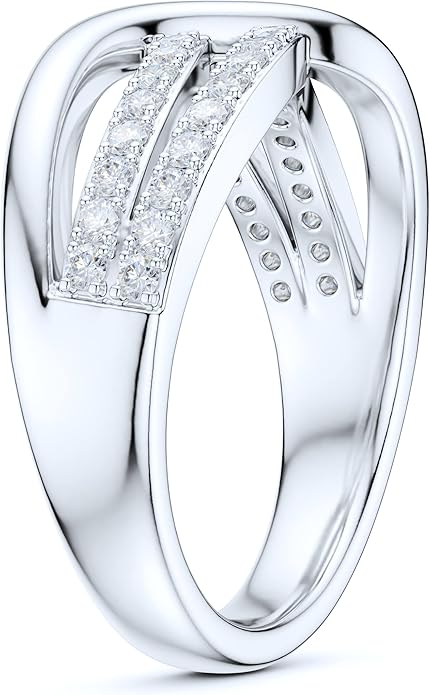 Sterling Silver Ribbon Bowknot Infinity Simulated Round Brilliant Cut Diamond or Genuine Moissanite Cross Twisted Knot Wedding Ring