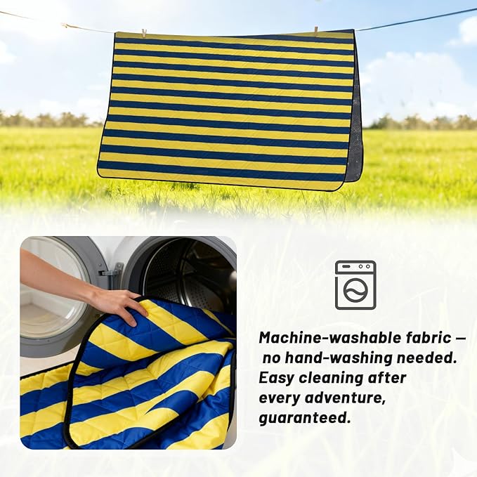 Picnic Blanket 80"x80" – Extra Large Waterproof Outdoor Blanket for Beach, Park, Grass, Lawn, Camping, Sandproof Mat, Foldable & Portable, Ideal Wedding Registry & Family Travel Accessory