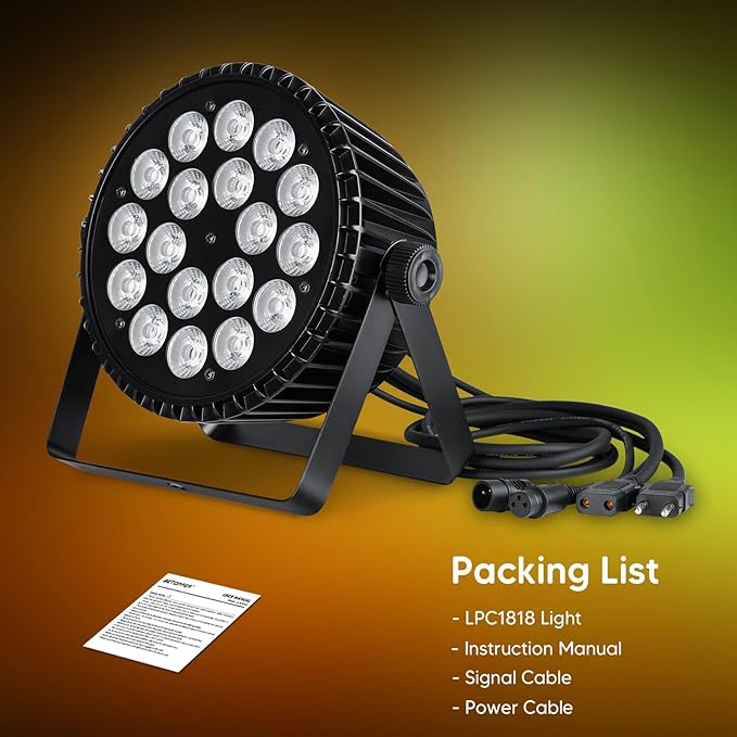 Big Dipper LED Stage Lights Par Lights 18×18W RGB+Amber+Lime+UV 6in1 Bright Lighting with Strobe/Wash Effect DMX512 Sound-Activated for Event Concert Club Church 1 Pack