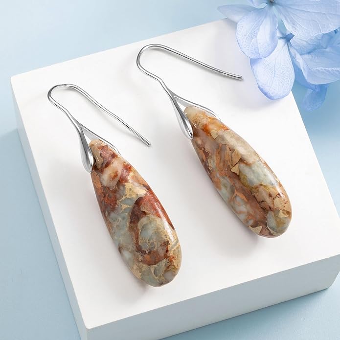 SELOVO Stone Fishhook Dangle Drop Earrings Statement Earrings for Women Stone