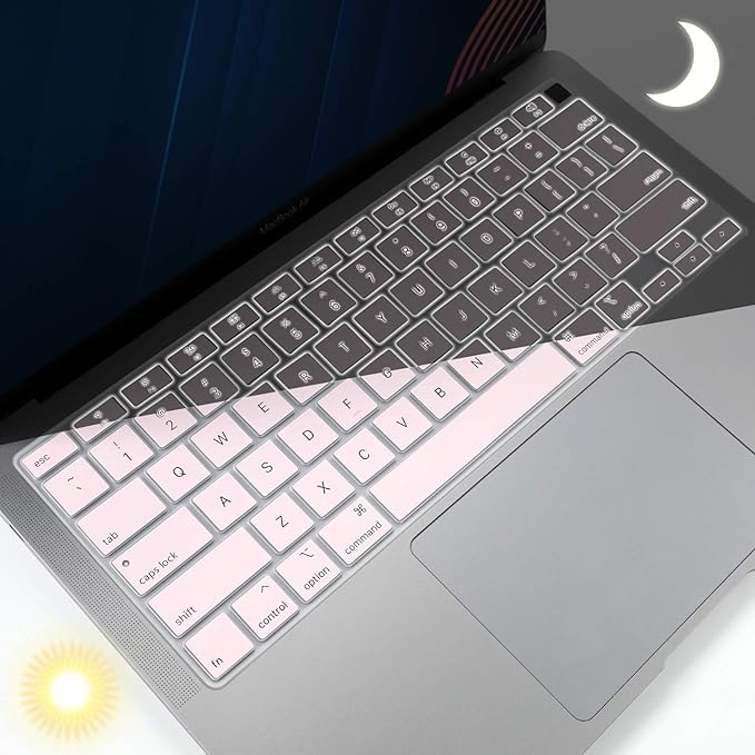Allinside Silicone Keyboard Cover for New MacBook Air 13 inch A2179 Released in 2020 with Touch ID and Retina Display US Version, Light Pink