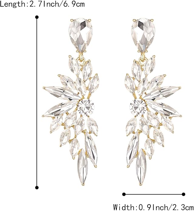 BriLove Women's Wedding Bridal Crystal Teardrop Multi Marquise Cluster Bling Dangle Earrings