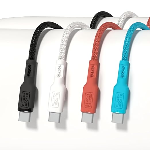BLACK+DECKER USB C Multi Charging Cable, Fast Multi Charger Cable w/Adapter, Braided 2 in 1 Multiple USB Cable, Universal Charging Cord w/Type C/USB Adapter for iPhone 16 15/Samsung/LG/Tablets/More