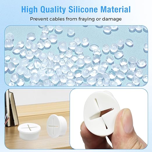 Desk Grommet, 3/4 in 20 mm Silicone Rubber Grommets, White Desk Hole Cover for Cables, Flexible Wall Cord Pass Through Grommet for Office Table Computer Home Furniture Wire Organizer-15 Pcs