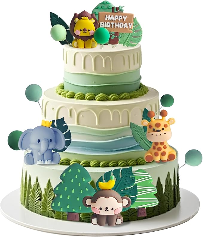 20pcs Happy Birthday Cake Toppers – Cute Animal Cake Decorations for Kids & Adults – Fun & Safe Non-Edible Party Supplies
