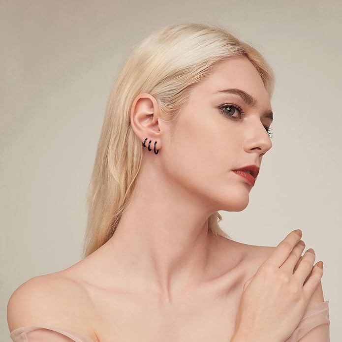 Small Gold Huggie Hoop Earrings Set for Women Men Hypoallergenic 14K Plated Stack Cartilage Earrings, Multiple Piercing Lightweight Mini Thin Cute Dainty Trendy Jewelry Set Christmas Gifts for Women