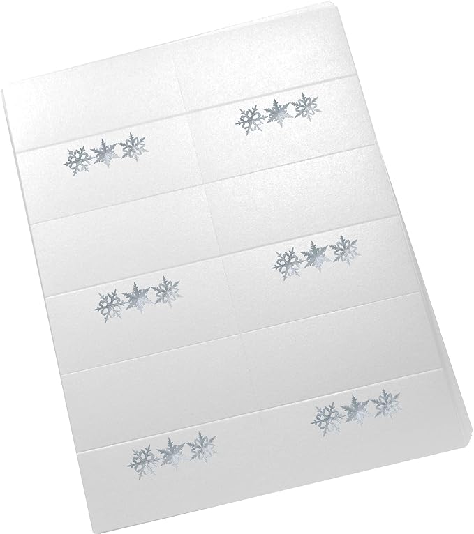 Christmas and Holiday Snowflake Pattern Printable Place Cards, Set of 150 (25 Sheets), Laser & Inkjet Printers - Wedding, Party, Dinner, and Special Events - Made in the USA