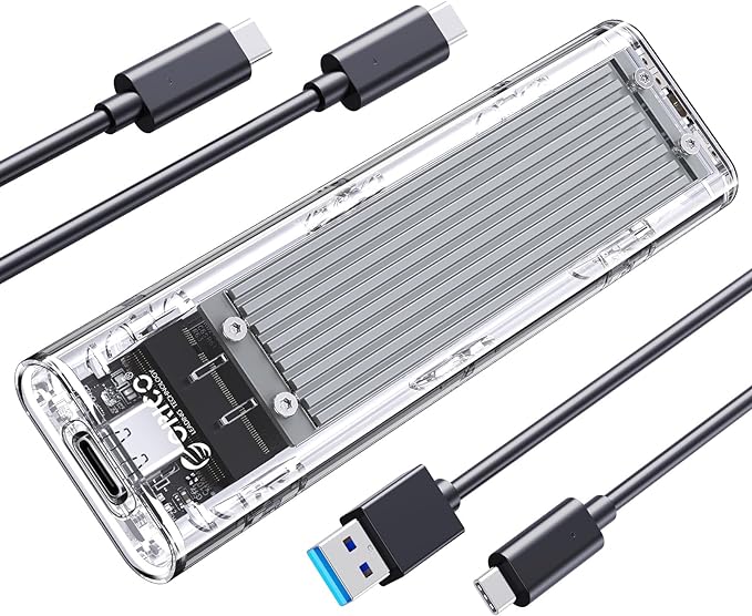 ORICO M.2 NVMe SSD Enclosure, USB 3.2 Gen 2 (10 Gbps), Transparent External Solid State Drive Adapter Enclosure for 2280 2260 2242 2230 PCI-E M2 M-Key SSD, USB Type C Converter Case-TCM2 Silver
