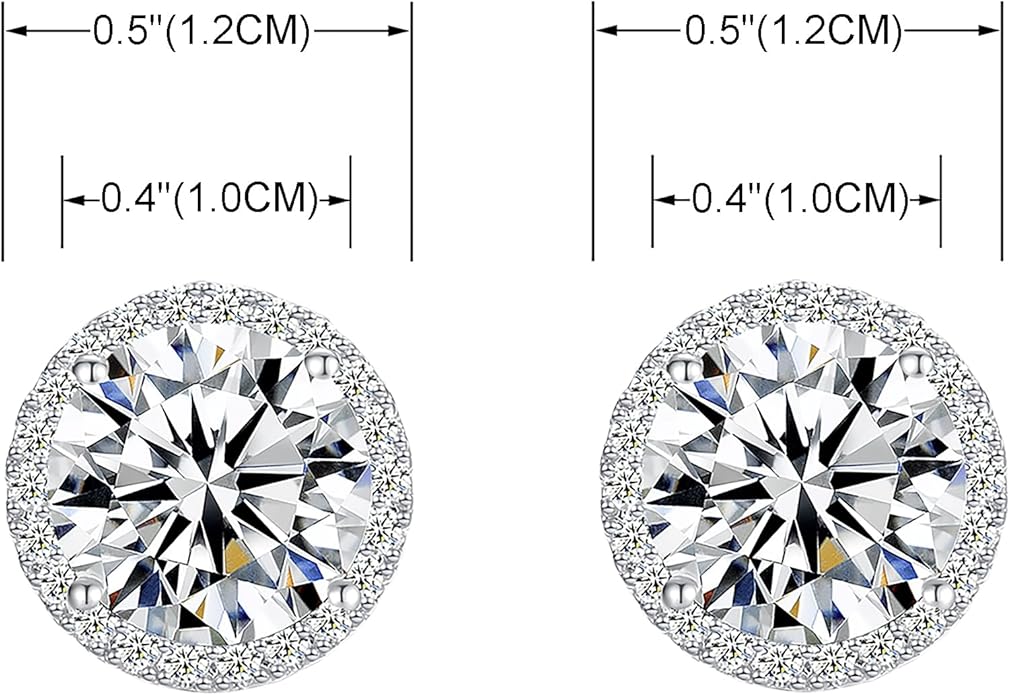 YOQUCOL 10MM Cubic Zirconia Crystal Clip On Stud Earrings Round Non Pierced Earrings for Women