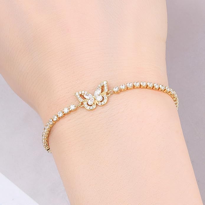 Women's 925 Sterling Silver Bracelet, Non Tarnish 18K Gold Plated Bracelets for Women, Dainty Chain Simple Jewelry Cute Handmade Minimalist for Gift