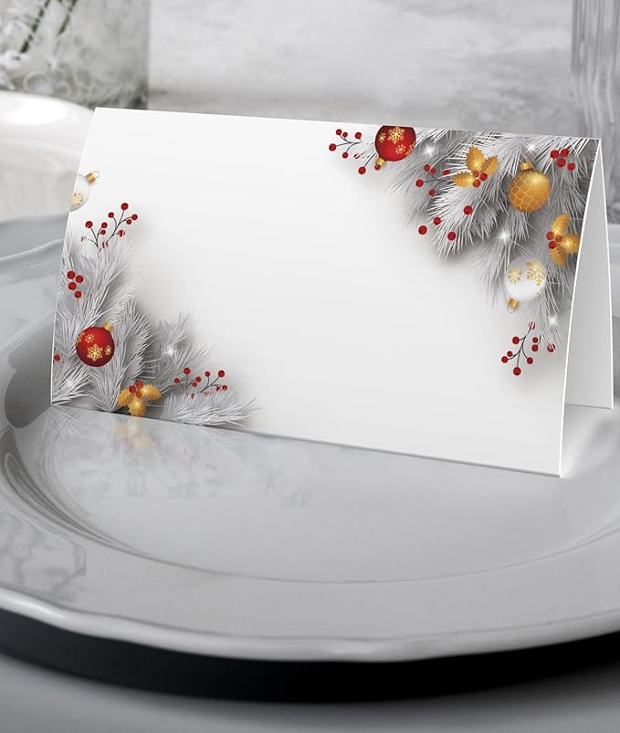 FZ-a51 Christmas Food Tent Labels (25 pack) - Table Place Cards, Perfect for Banquet, Buffet Food Label, Christmas Party