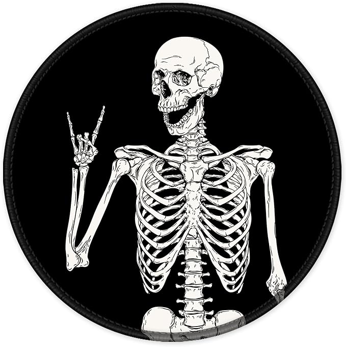 ITNRSIIET Round Mouse Pad with Stitched Edge Premium-Textured Waterproof Non-Slip Rubber Base Desktop Protection Mat Diameter 8.7 inches, Human Skeleton