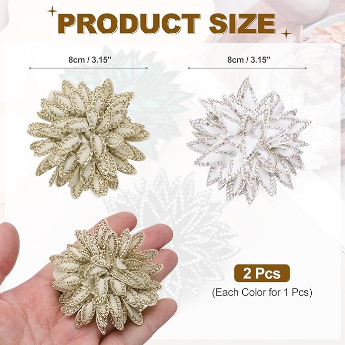 PATIKIL Flower Brooch Pin for Women, Rhinestone Rose Flower Brooch Dainty Fabric Floral Boutonnieres for Women