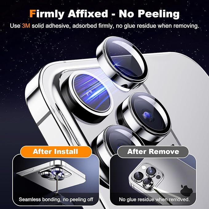 Hoerrye for iPhone 15 Pro Max/iPhone 15 Pro Camera Lens Protector [3+1] [Keep Lens Original Design] 9H Tempered Glass Camera Cover Screen Protector,White Titanium