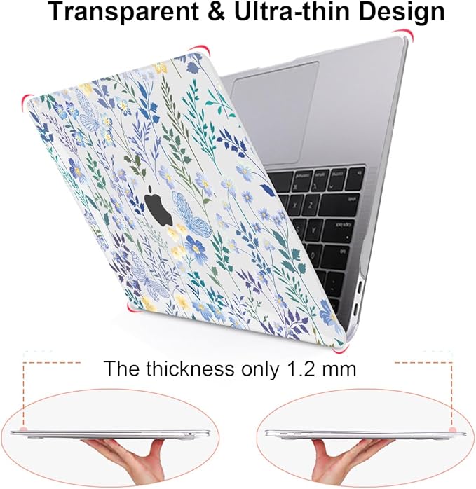 for MacBook Pro 13 inch Case 2022 2021 2020 Release A2338 M2 M1 A2289 A2251, Printed Pattern Plastic Hard Shell Cover for MacBook Pro 13.3-inch Touch Bar Fits Touch ID, Meadow Wildflower