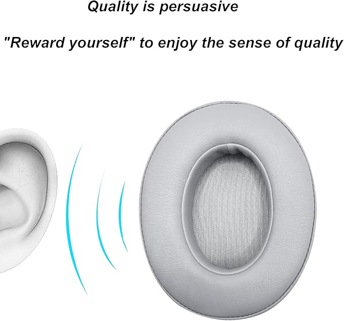 Replacement Ear Pads Cushions for Beats Studio（B0501、B0500），Beats Studio 2 & Studio 3 Wired & Wireless Headphones, Earpads with Soft Protein Leather, Noise Isolation Memory Foam - Grey