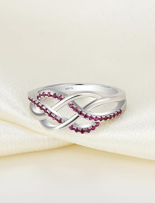 YL Celtic Knot Rings 925 Sterling Silver Twisted Knot Ring Birthstone Infinity Statement Jewelry for Women-size5