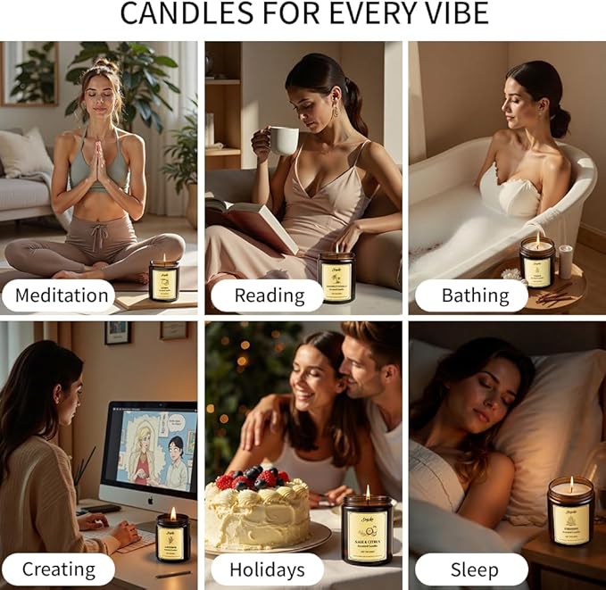 6 Pack 42oz Fall Scented Candles, Soy Wax Candles for Home, Aromatherapy Candle Gift Set for Women Men, Long Lasting Jar Candles, Ideal for Birthdays Holidays
