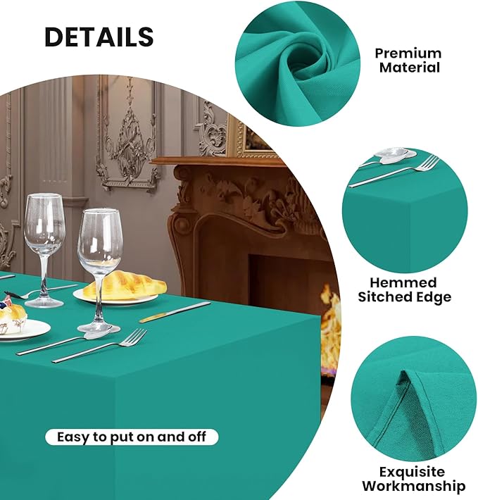 Ascoza 2 Pack Fitted Tablecloth for 4 Foot Rectangle 48 x 24 Inch Turquoise Table Covers Water Resistant Polyester Cloth for Folding, Parties,Display, Trade Show (Turquoise)