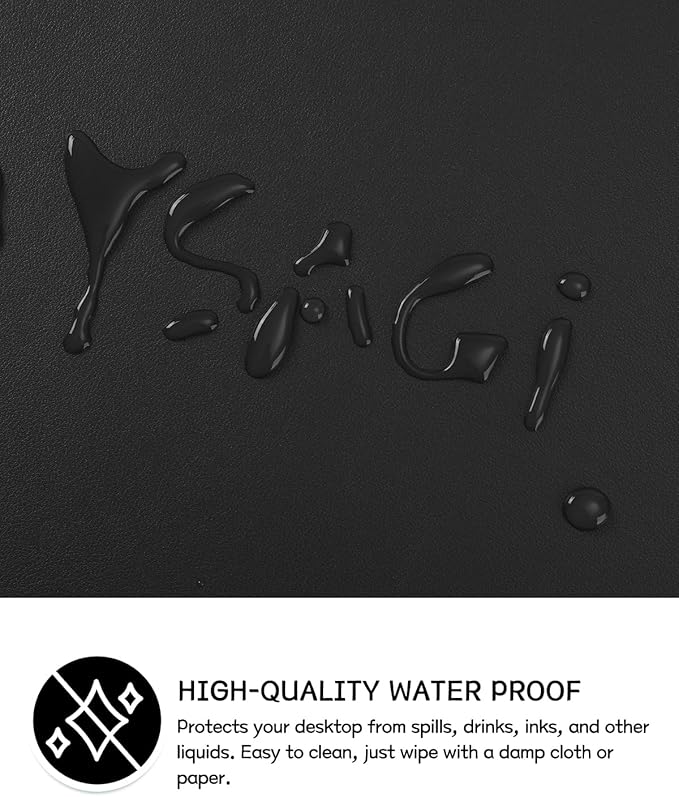YSAGi Non-Slip Leather Desk Pad Long Size, Waterproof Laptop Computer Desk Keyboard Mat, Table Protector Blotter Mat, Large Mouse Pad for Office/Work/Home/Decor(Black, 47" x 17")