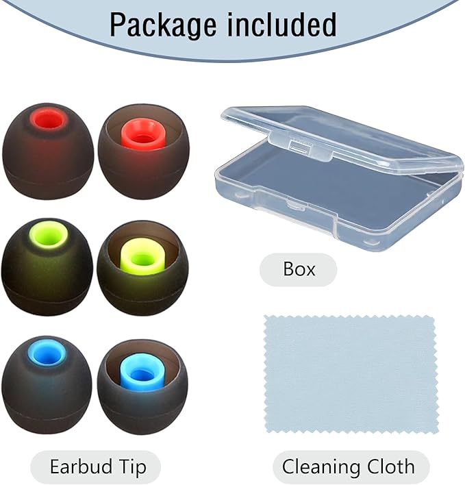 Earbud Replacement Tips Silicone Earbud Tips Earbud Covers Fit for in-Ear Headphones (Inner Hole 3.8mm -5.1mm) Ear Tips Earbud Rubber Tips 9 Pairs S/M/L