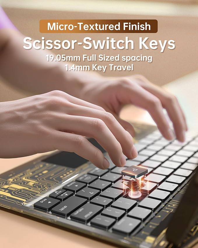 Intermerge for iPad 9th 10.2 inch Keyboard Case, 360° Transparent Multi-Touch Trackpad, 7-Color Backlit Keyboard, Pencil Holder, Type-C, Power Indicator for 9th/ 8th/ 7th - Shadow Pulse