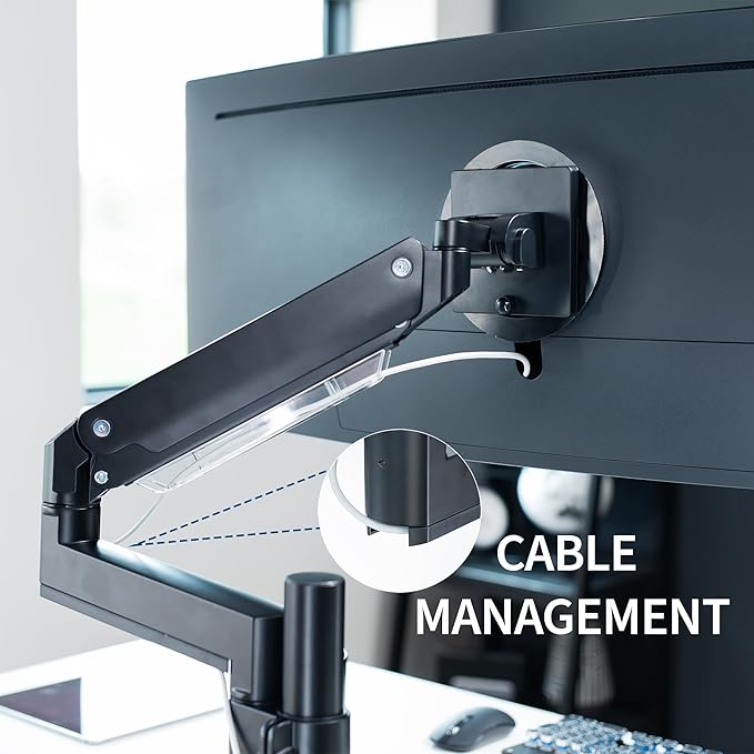 VIVO Premium Aluminum Tall Extended Monitor Arm for Ultrawide Monitors up to 49 inches and 33 lbs, USB Single Desk Mount Stand, Pneumatic Height Adjust, Max VESA 100x100, Black, STAND-V101GTU