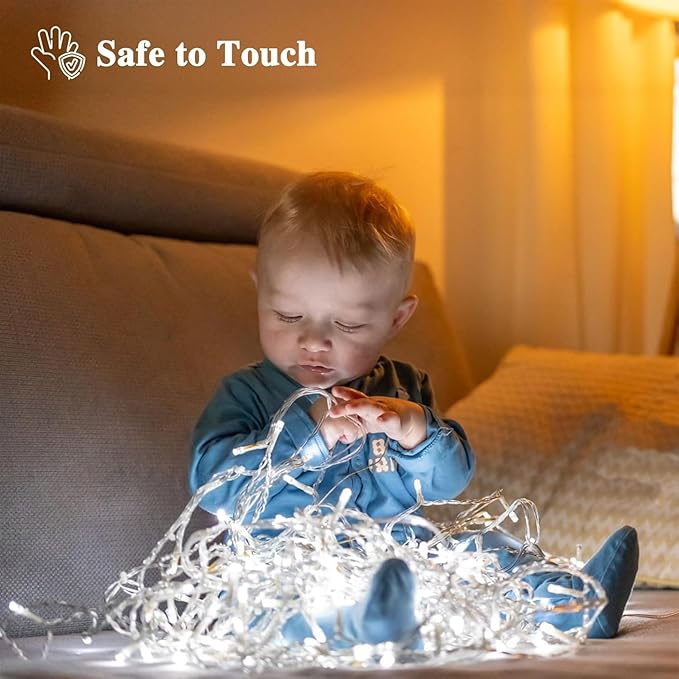 288FT 800LED Extra-Long String Lights Indoor Outdoor Clear Wire, Cold White Christmas String Lights, Plug in Twinkle Fairy Light With Timer and Memory For Wedding Patio Tree Yard Christmas Decorations