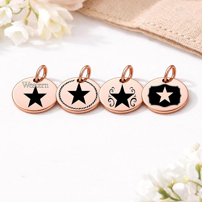 SM Design Western Charm Set of 4 – Stainless Steel Western Charms for Bracelets & Necklaces – Cowgirl, Ranch & Country Style Jewelry Charms – Western Gift for Women & Moms