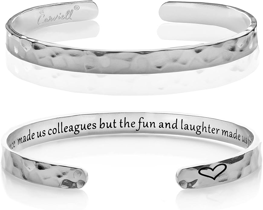 Carviell Engraved Cuff Bracelets for Women – Inspirational, Friendship, Love, Mom, Daughter, Sister, Christian, Graduation, Memorial & Wedding Gifts – 80+ Phrases – Stainless Steel, Gift-Ready