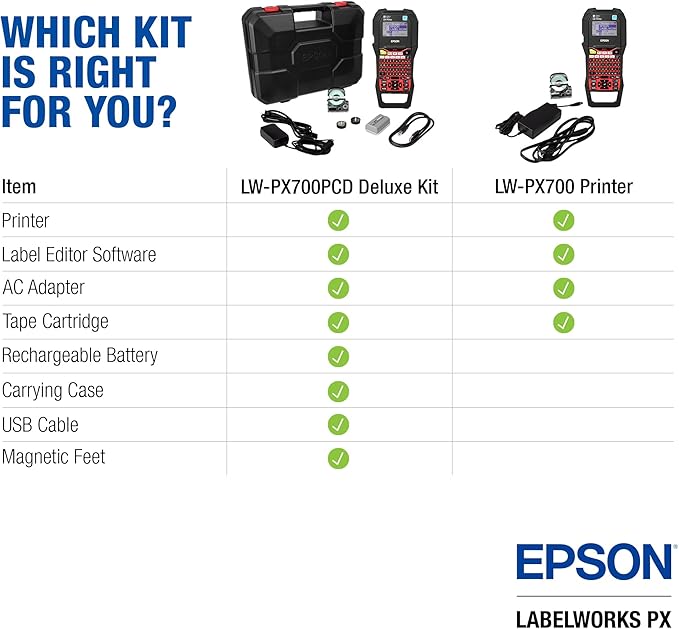 LABELWORKS Epson LW-PX700 Industrial Label Maker Kit - Compatible with Large Variety of Tape Types, Portable Handheld Label Printer