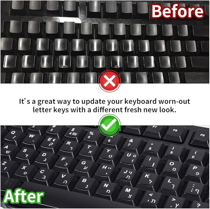 2PCS Arabic-English Keyboard Stickers - Black Background with White Font for Computer, Laptop, Notebook, Desktop - Matte Arabic Keyboard Alphabet Stickers