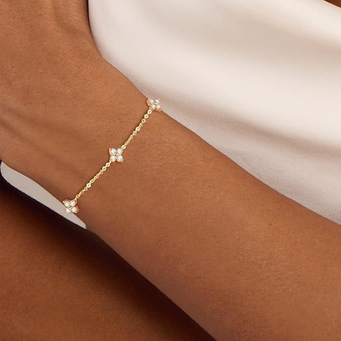 Tennis Necklace Bracelet for Women, Dainty Sterling Sliver Choker Necklace Crystal Link Bracelet Stud Earrings for Women Wedding Jewelry for Bride Jewelry Set Accessories